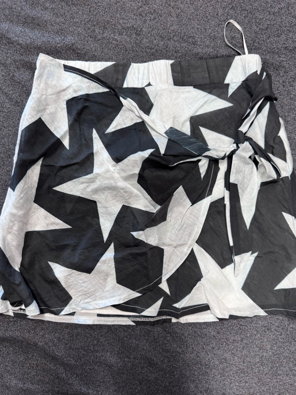 Navy and White Star Print Wrap Skirt